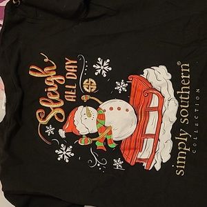Simply Southern Youth Small Black Christmas Long Sleeve Shirt